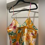 VTG Romantic Moods 90s Y2K Yellow Tropical Floral Cami Slip Mini Dress Photo 11