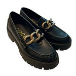 Ccocci Women’s 9 Sutton Loafers Black Chunky Gold Chain Accent Lug Academia Photo 1