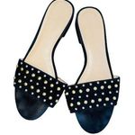 Ann Taylor  Fleur suede studded slide sandal black gold and silver Photo 0