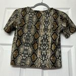 Harper Wren Snakeskin Cropped Tee Shirt Brown Photo 5