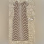 Dress the Population  Marcella White Sequin Stripe Cocktail Sheath Dress NEW M Photo 3