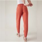 Athleta Retreat Orange 100% Linen Jogger Pants Elastic Waist Drawstring Size 12 Photo 1