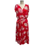 Talbots Size 16 Belted Midi Shirt Dress Chrysanthemum Floral Print Fit & Flare Photo 1