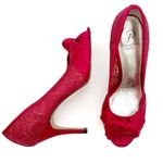 Adrianna Papell Ruby Red Satin and Lace Peep-toe Heel Dress Shoe Women’s Size 8 Photo 13