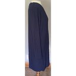 Susan Graver Cardigan Dress Women's LG Blue Sweater Liquid Knit Pockets Photo 2