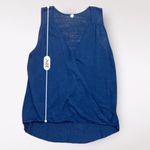margaret o'leary Margaret O’Leary Linen Blend Crossover Tank Womens Size Medium Navy Photo 2