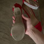 Christian Siriano Red Satin Heels with Rhinestone Straps size 8 👠Photo 5