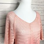 Coral Pink Ombré Open Knit Crochet Top Size Small Photo 4