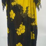 Long floral maxi coverup, tropical with‎ fringe Yellow Size undefined Photo 0