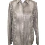 Lafayette 148  linen Button Down Shirt Gingham Plaid Size M Photo 0