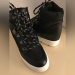 Madden Girl  women black leather platform wedge Negan sneakers US 7 Photo 2