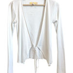 Urban Outfitters  Cardigan Women Small White Ribbed Y2K Tie Flare Fairy Coquette Photo 0