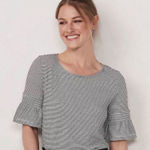 LC Lauren Conrad Womens  Smocked Bell Sleeve Striped Top - Sz XS Photo 0