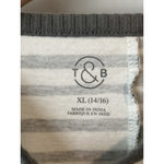 T&B T Shirt Womens Size XL Green White Striped Ribbed Collar Short Sleeve Blouse Photo 5