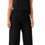Eileen Fisher  Washable Stretch Crepe High-Waisted Pant Black LP Relaxed Comfy Photo 0