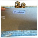 Tommy Bahama Blue Floral Woven Straw Clutchb NWOT gorgeous embroidered design Photo 2