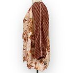 NEW DIRECTIONS Bohemian Floral Tassel Tunic Blouse Mauve Size Small Flowy Shirt Pink Photo 4