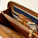 Cognac Brown Gold Studded Zipper Wallet — Wristlet — Vegan Leather — New Photo 5