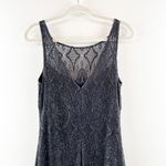 Vintage JS Collections Metallic Fringe Hem Lace Maxi Slip Dress Black 12 Size 8 Photo 8