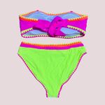 NWT Sexybody Neon Color Block Bandeau Strapless Bikini Photo 5