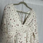 Blush Mark Cream Floral V Neck Smocked Waist Cut Out Low Back Long Sleeve Dress Pink Size L Photo 2