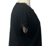 Dokotoo Top Black Chiffon Lace Crochet Button Back Crew Neck Women’s Size XL Photo 7