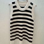 Commense || Wear Your Stripes Knit Sleeveless Tunic Top Sweater Vest XS White Photo 1