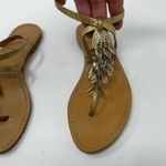 Aerin golden peddle leather t strap sandals with fish scale gem designs 6.5 Photo 1