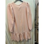 2 Hearts Pink Long Sleeve Ruffle Hem V Neck Mini Dress Made in USA Photo 5