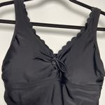 Kona Sol  Black One Piece Scalloped Swimsuit Full Coverage Summer Vacation Photo 2