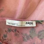 ZARA Pink Ballon Long Sleeve Floral Sheer Top Size Medium Photo 4