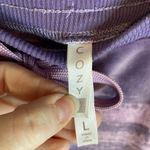 Cozy Casual Striped Velour Lounge Pants Purple Lavender‎ Drawstring Waist Comfortable Photo 2