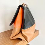 CELINE Soft Calfskin Leather Shoulder Bag & Pouch Set Mellow Orange Black Photo 9