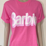 Hybrid Apparel Pink Barbie Logo Cropped Tee Photo 0