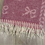 NWT Bow Pattern Fringe Scarf Pink Photo 4
