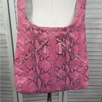 Women's Vegan Leather Satchel Purse Y2K Raspberry Pink Snakeprint Pattern Photo 2
