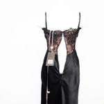 House Of CB . Nikita - Black Satin and Lace Corset Dress. Photo 10