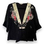 Vintage 90s Spencer Alexis boho kimono cardigan shrug top Black Photo 1