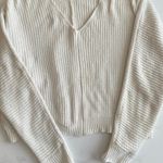 Pink Lily Medium White V Neck Sweater Photo 0