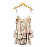 Selfie Leslie  Flower Child Bust Tie Ruffle Trim Dress Floral Champagne size M Photo 2