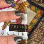 CELINE Authentic  Multicolor 18" Square cotton Scarf Photo 4