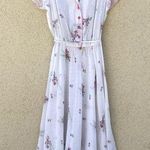 Vintage 1970s Sheer Floral Shirtwaist Dress Size XS 11 White Photo 0