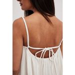 NA-KD NWT Soft Cotton Tie Back Midi Dress Size XL Ivory Gauzy Oversize Lagenlook Photo 6