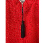 Jessica Howard Zip Up Tasseled Embossed Crew Neck Blazer Red Women's Size 12P Photo 4