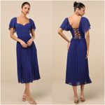 Lulus LULU’S Calia Royal Blue Flutter Sleeve Midi Dress Photo 1
