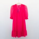 H&M  Collab All The Boys Dress Sz S‎ Hot Pink Sheer Mesh Ruffle Mini Y2K Coquette Photo 7