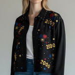 Paul Harris Design Black Fireworks 2000 Embroidered Y2K Jacket Women’s Small Photo 0