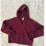 Ribbed Half Zip Hoodie Maroon Burgundy Sweatshirt Athleisure Womens Large Red Photo 0