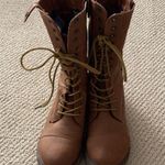 Cathy Jean Vegan Leather Brown Convertible Lace-Up Combat Boots Size 8 GUC Photo 1