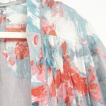 Wrap London Resortwear Summer Open Front Watercolor Floral Kimono Cardigan 8/10 Blue Photo 4